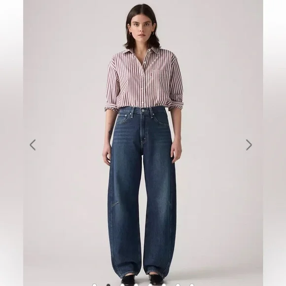 LEVIS Jeans Barrel Leg NWT Cinch Wide Leg High Waist New Shades Blue Size 24 - Picture 14 of 14